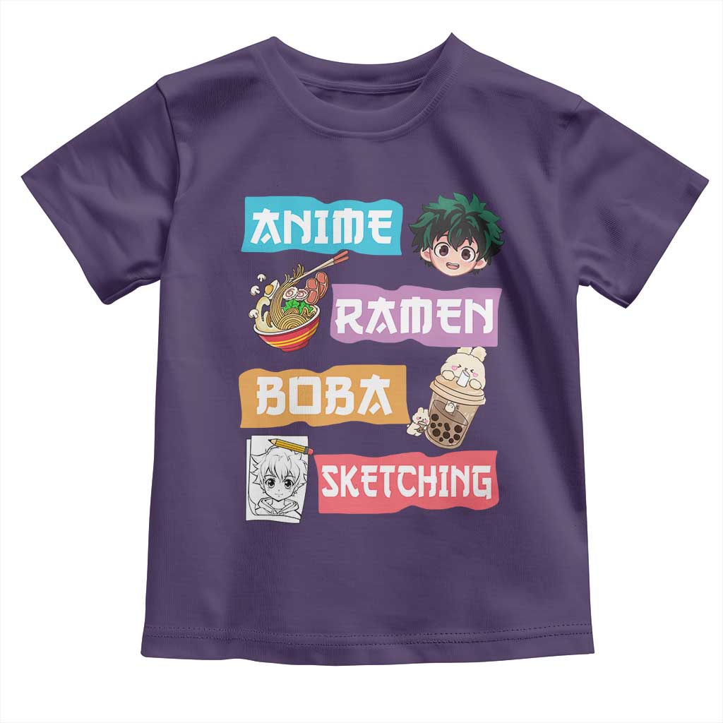 Anime Ramen Boba Sketching Toddler T Shirt Kawaii Otaku Anime Manga Japanese Pop Culture Cute Graphic