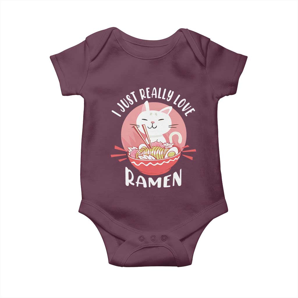 Funny Kawaii Cat Ramen Japanese Baby Onesie I Just Really Love Ramen Otaku Manga Cute Graphic