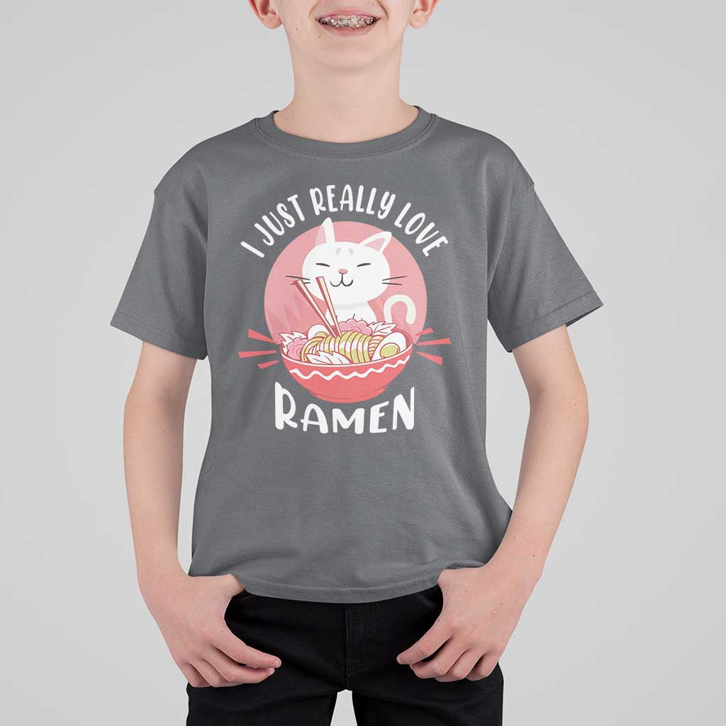 Funny Kawaii Cat Ramen Japanese T Shirt For Kid I Just Really Love Ramen Otaku Manga Cute Graphic - Wonder Print Shop