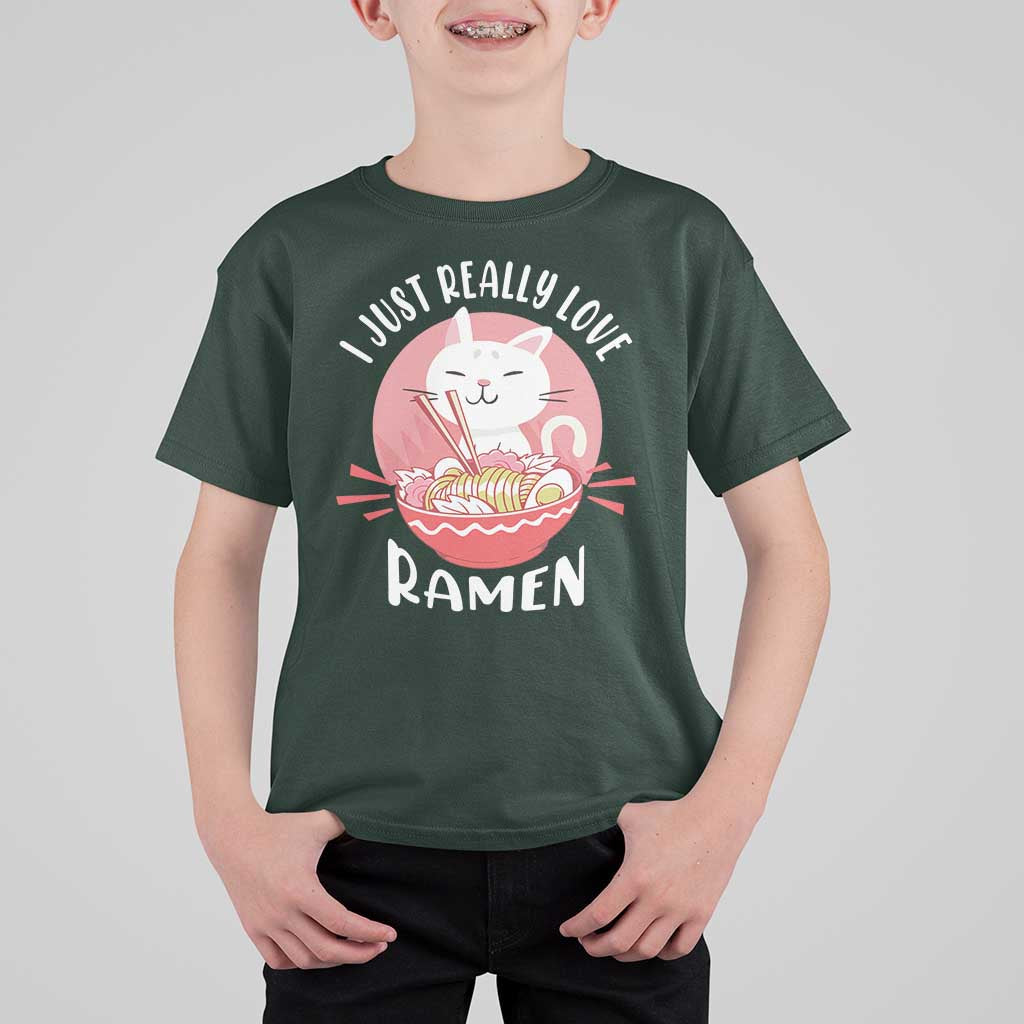 Funny Kawaii Cat Ramen Japanese T Shirt For Kid I Just Really Love Ramen Otaku Manga Cute Graphic - Wonder Print Shop
