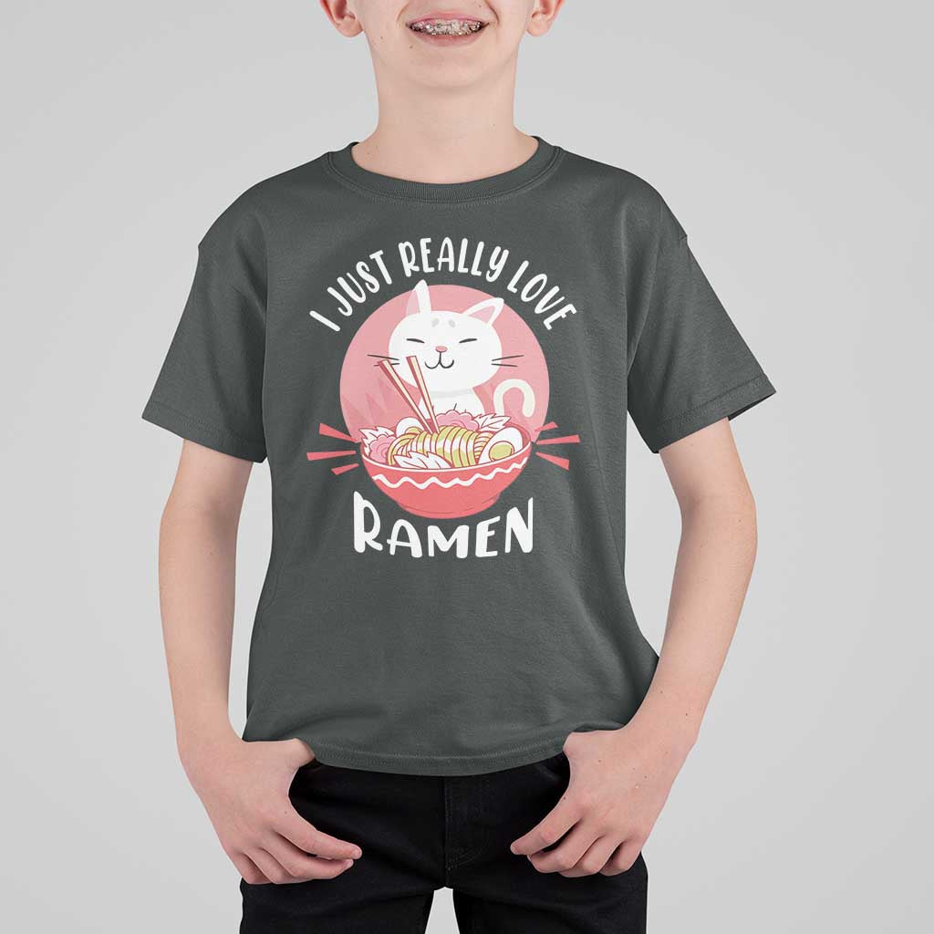 Funny Kawaii Cat Ramen Japanese T Shirt For Kid I Just Really Love Ramen Otaku Manga Cute Graphic - Wonder Print Shop