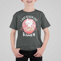 Funny Kawaii Cat Ramen Japanese T Shirt For Kid I Just Really Love Ramen Otaku Manga Cute Graphic - Wonder Print Shop