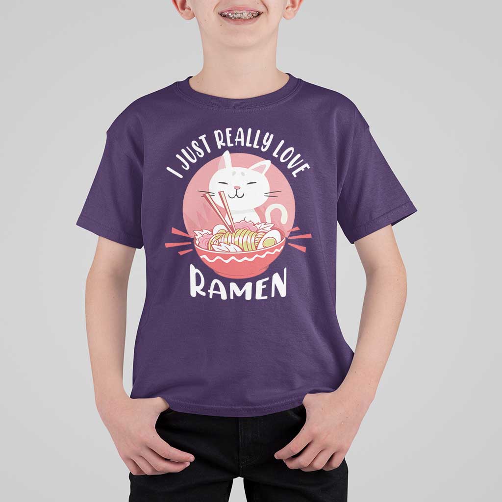 Funny Kawaii Cat Ramen Japanese T Shirt For Kid I Just Really Love Ramen Otaku Manga Cute Graphic - Wonder Print Shop