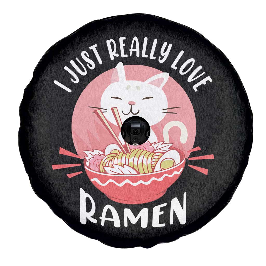 Funny Kawaii Cat Ramen Japanese Spare Tire Cover I Just Really Love Ramen Otaku Manga Cute Graphic