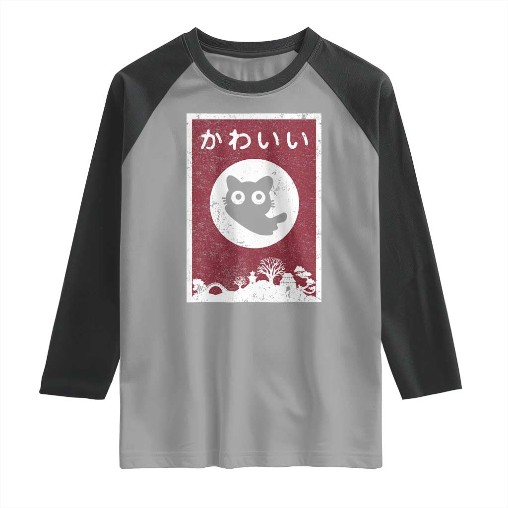 Japanese Kawaii Cat Raglan Shirt Anime Otaku Manga Japan Lover
