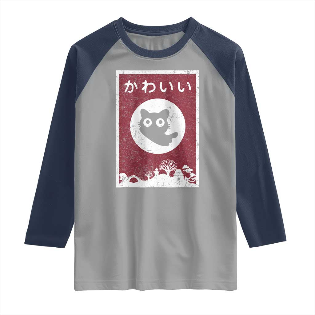 Japanese Kawaii Cat Raglan Shirt Anime Otaku Manga Japan Lover