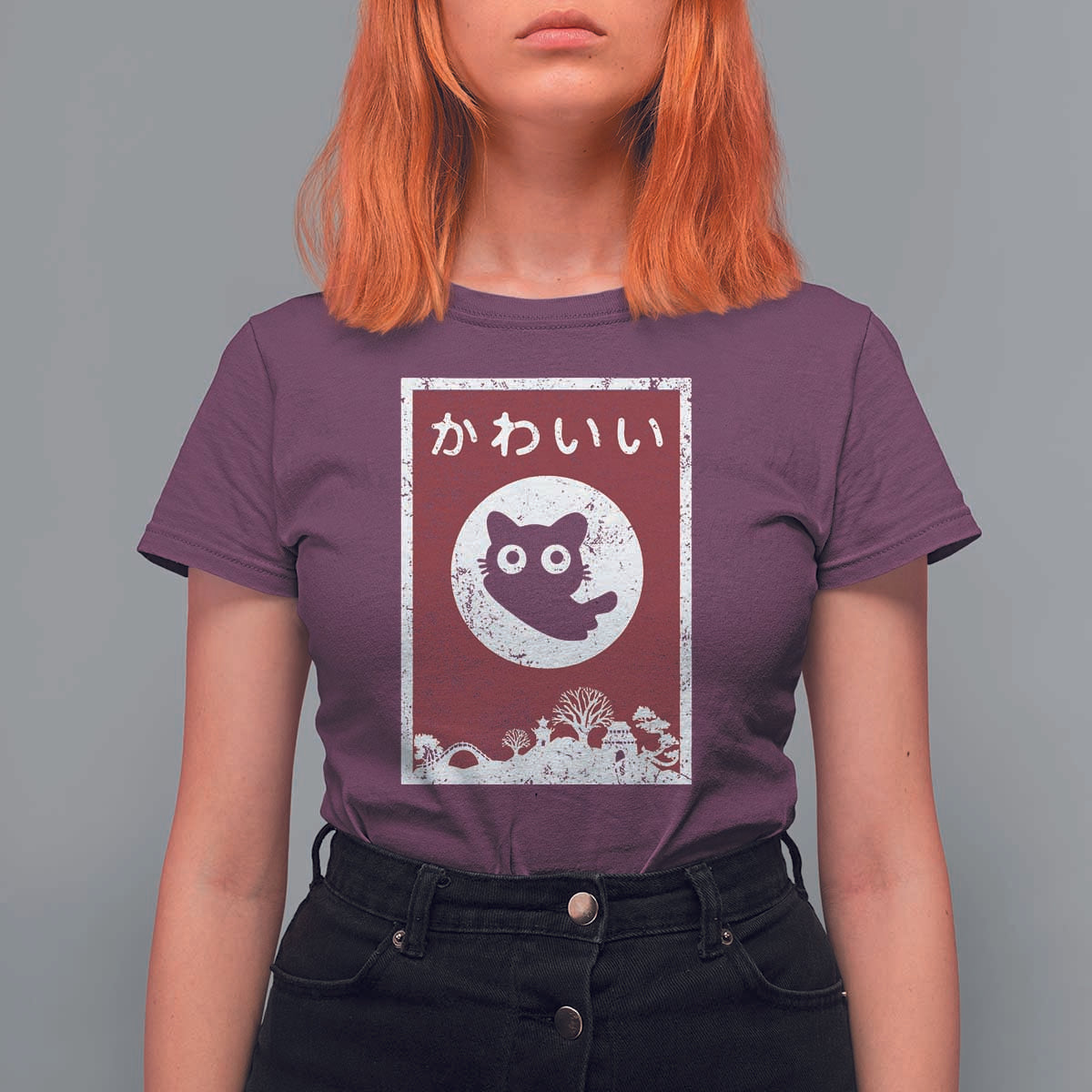 Japanese Kawaii Cat T Shirt For Women Anime Otaku Manga Japan Lover