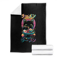 Retro Kawaii Ramen Cat Graphic Throw Blanket Cute Anime Japanese Japan Inspo - Wonder Print Shop