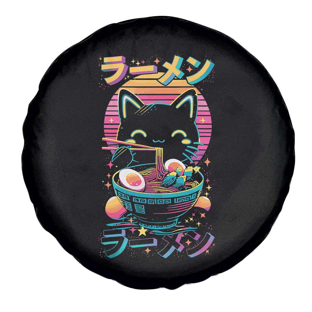 Retro Kawaii Ramen Cat Graphic Spare Tire Cover Cute Anime Japanese Japan Inspo - Wonder Print Shop