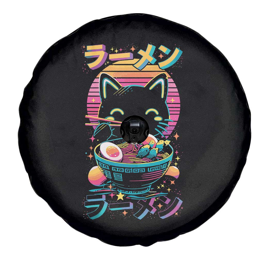 Retro Kawaii Ramen Cat Graphic Spare Tire Cover Cute Anime Japanese Japan Inspo - Wonder Print Shop