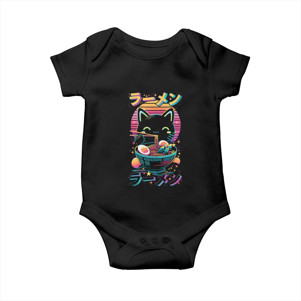 Retro Kawaii Ramen Cat Graphic Baby Onesie Cute Anime Japanese Japan Inspo - Wonder Print Shop