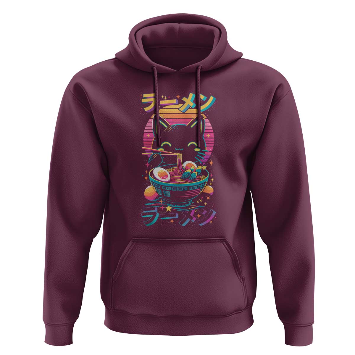 Retro Kawaii Ramen Cat Graphic Hoodie Cute Anime Japanese Japan Inspo - Wonder Print Shop