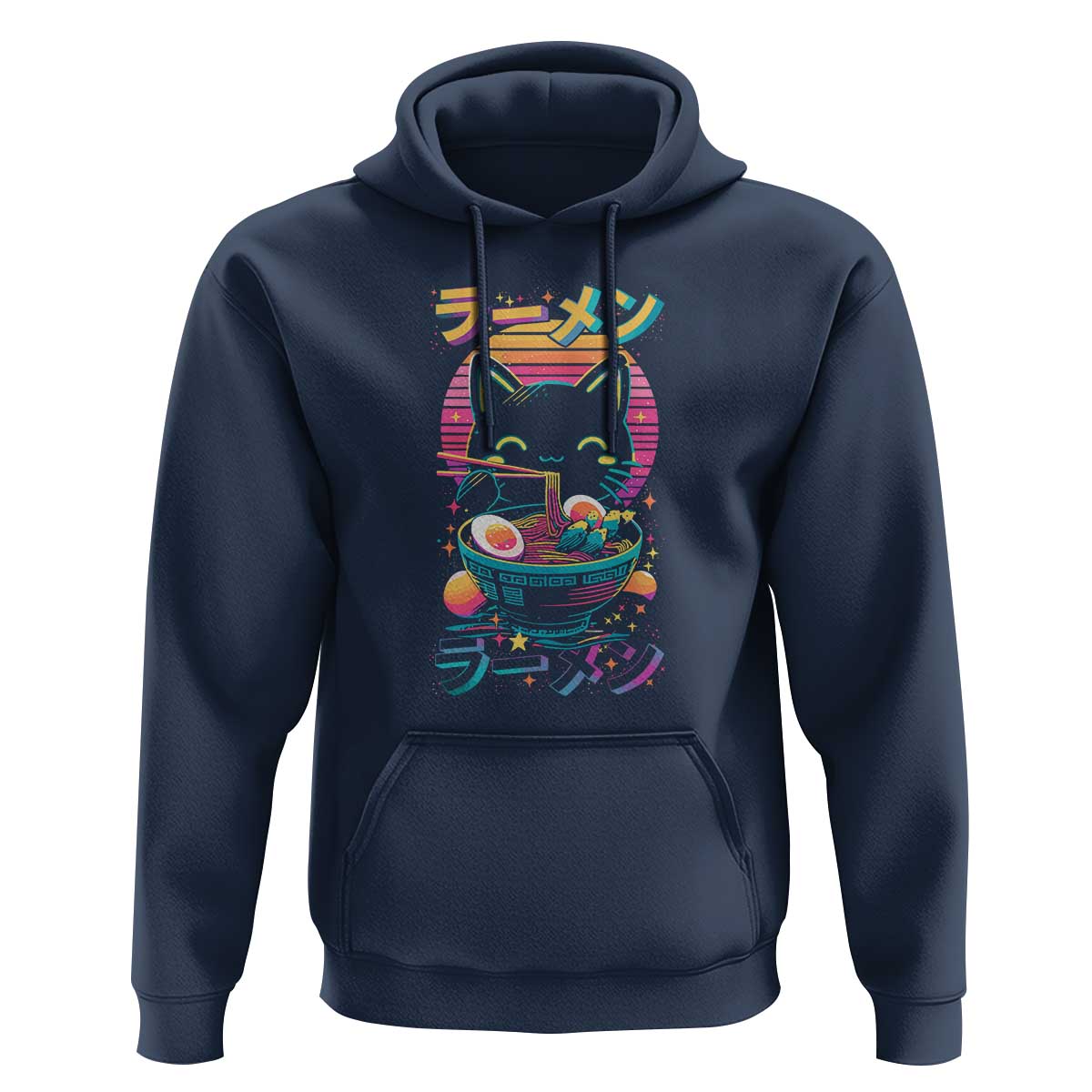 Retro Kawaii Ramen Cat Graphic Hoodie Cute Anime Japanese Japan Inspo - Wonder Print Shop