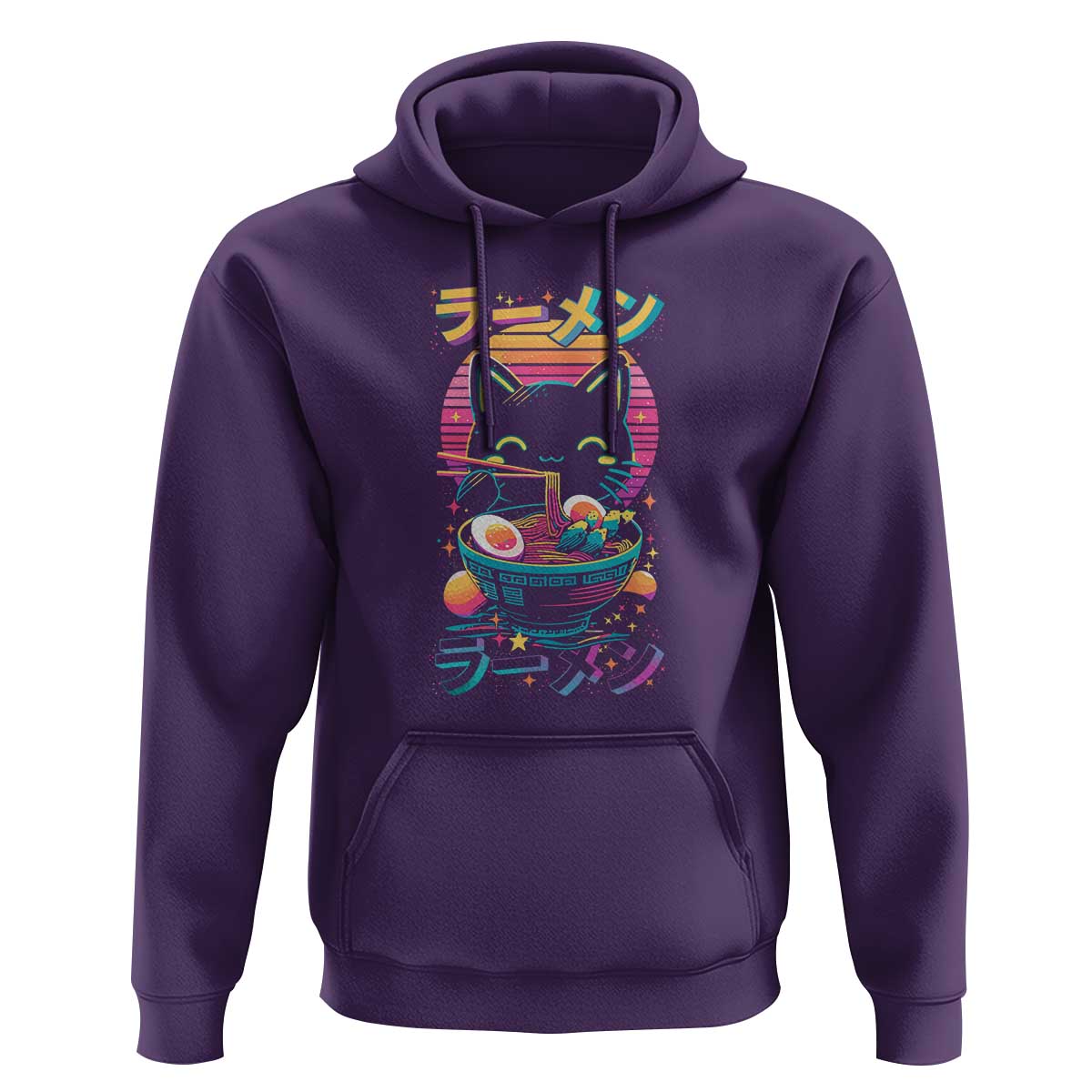 Retro Kawaii Ramen Cat Graphic Hoodie Cute Anime Japanese Japan Inspo - Wonder Print Shop