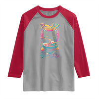 Retro Kawaii Ramen Cat Graphic Raglan Shirt Cute Anime Japanese Japan Inspo - Wonder Print Shop