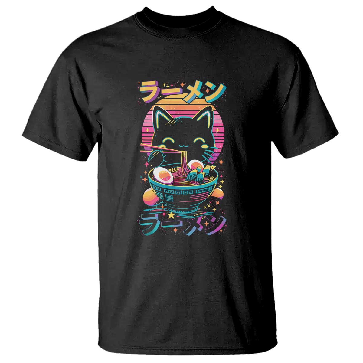 Retro Kawaii Ramen Cat Graphic T Shirt Cute Anime Japanese Japan Inspo - Wonder Print Shop