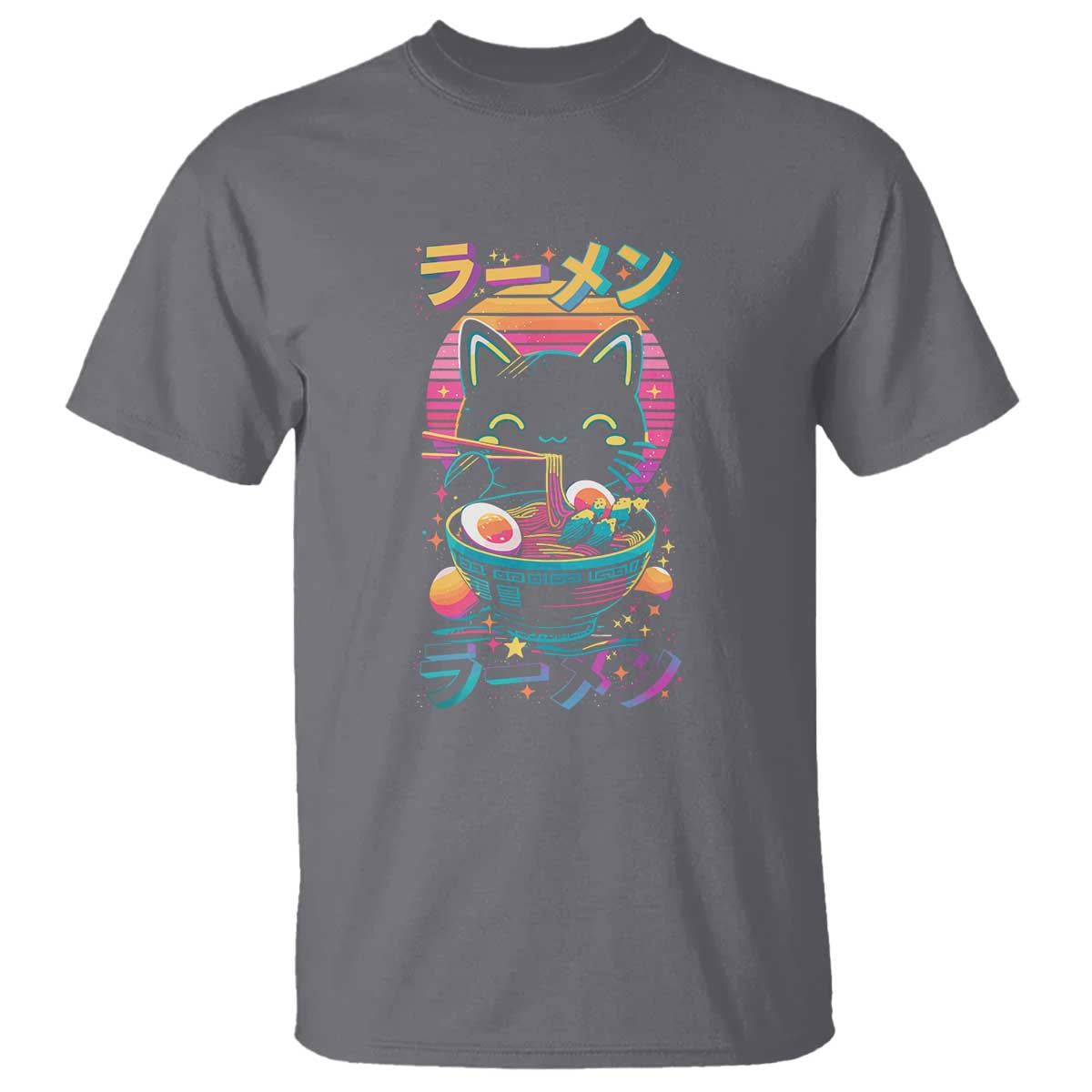 Retro Kawaii Ramen Cat Graphic T Shirt Cute Anime Japanese Japan Inspo - Wonder Print Shop