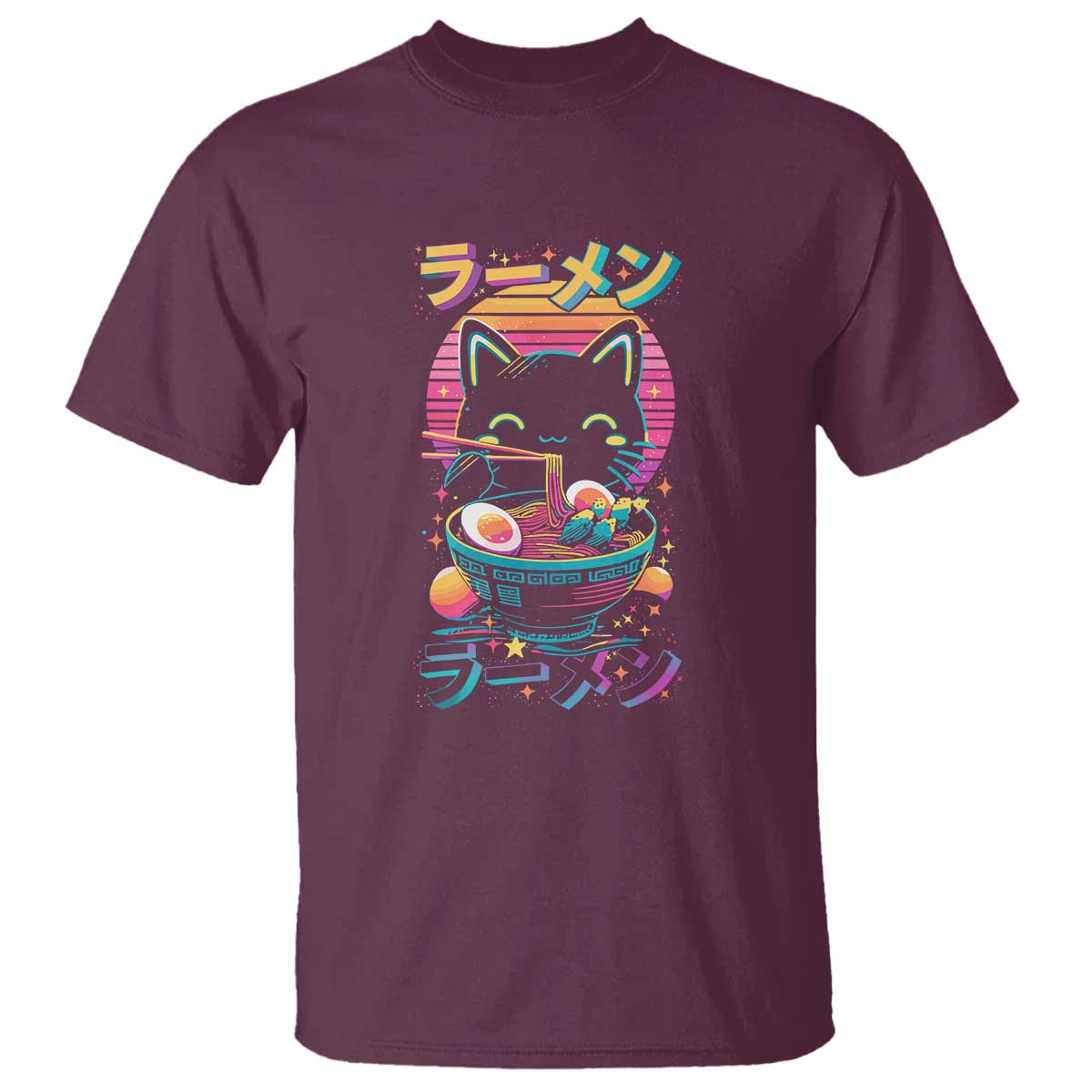Retro Kawaii Ramen Cat Graphic T Shirt Cute Anime Japanese Japan Inspo - Wonder Print Shop