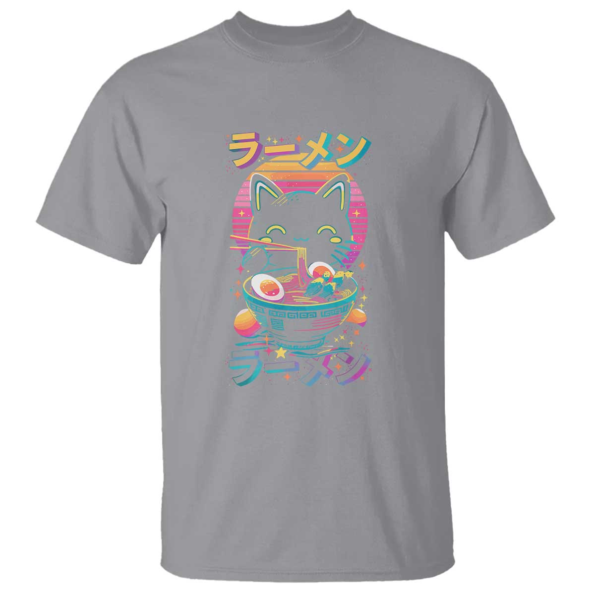 Retro Kawaii Ramen Cat Graphic T Shirt Cute Anime Japanese Japan Inspo - Wonder Print Shop