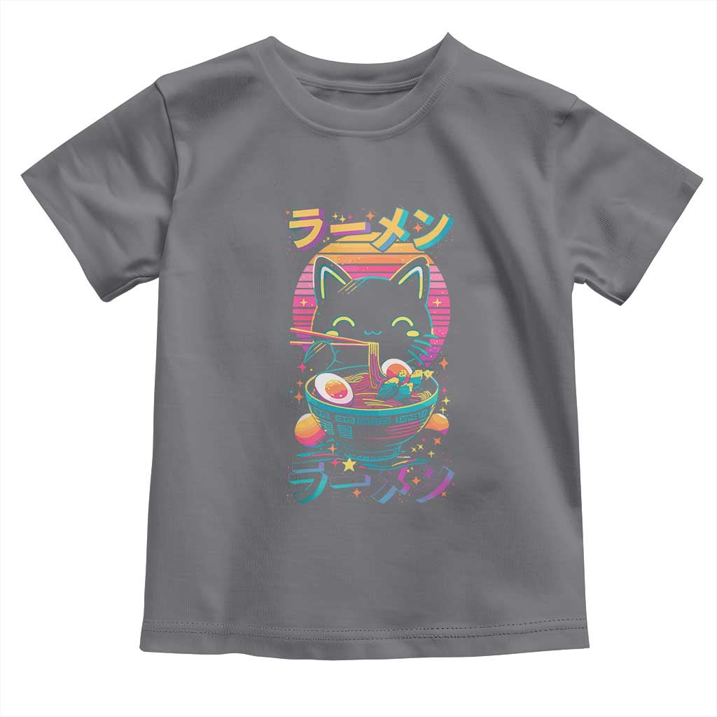 Retro Kawaii Ramen Cat Graphic Toddler T Shirt Cute Anime Japanese Japan Inspo - Wonder Print Shop