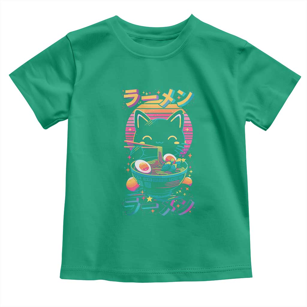 Retro Kawaii Ramen Cat Graphic Toddler T Shirt Cute Anime Japanese Japan Inspo - Wonder Print Shop