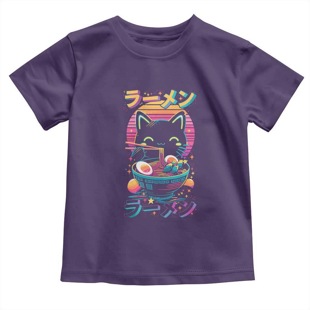 Retro Kawaii Ramen Cat Graphic Toddler T Shirt Cute Anime Japanese Japan Inspo - Wonder Print Shop