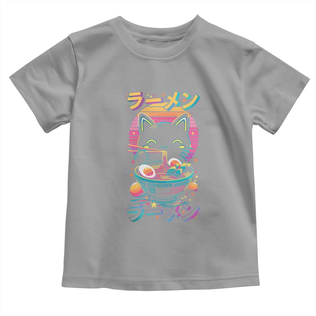 Retro Kawaii Ramen Cat Graphic Toddler T Shirt Cute Anime Japanese Japan Inspo - Wonder Print Shop
