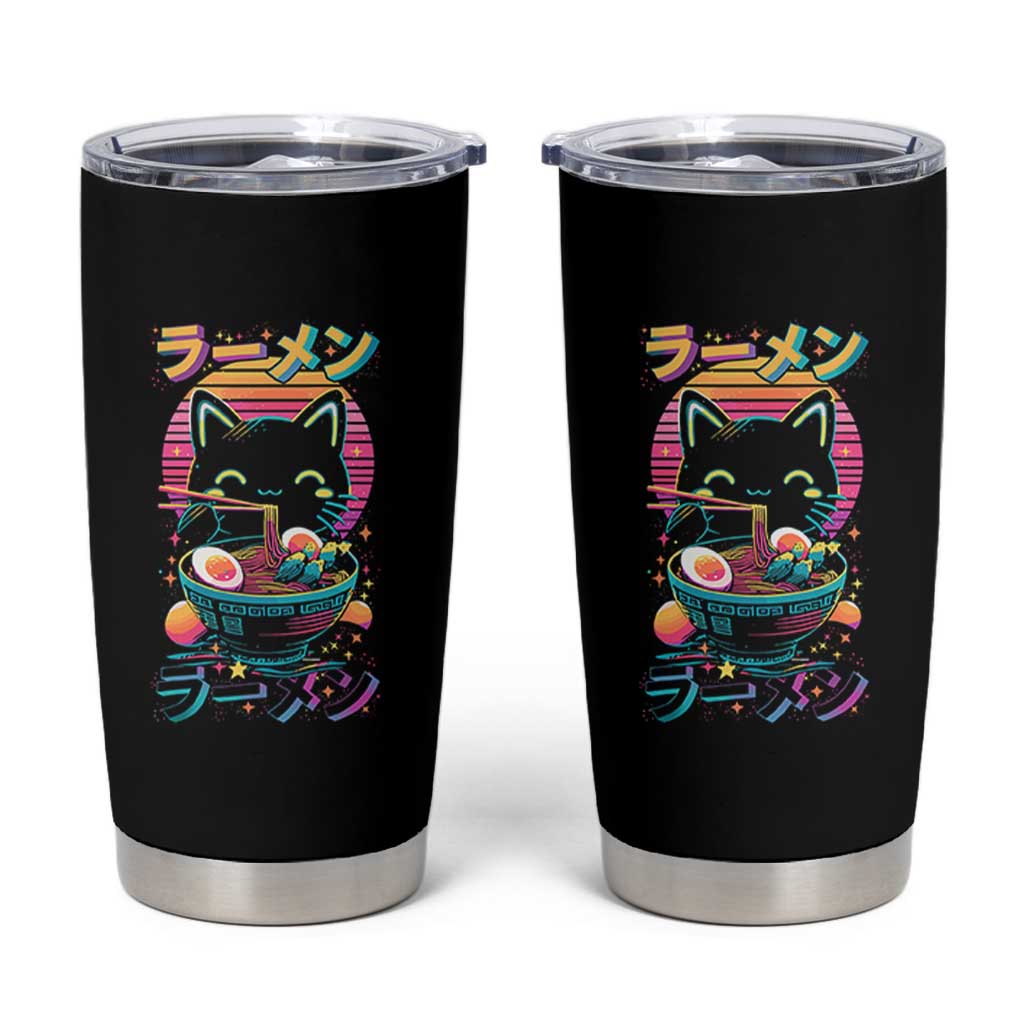 Retro Kawaii Ramen Cat Graphic Tumbler Cup Cute Anime Japanese Japan Inspo - Wonder Print Shop