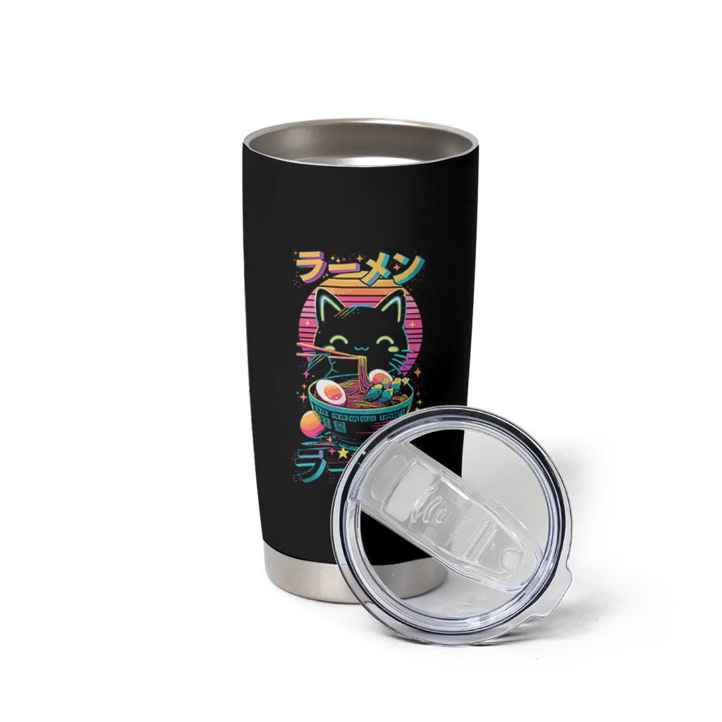 Retro Kawaii Ramen Cat Graphic Tumbler Cup Cute Anime Japanese Japan Inspo - Wonder Print Shop