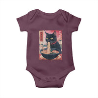 Sarcastic Black Cat Eating Ramen Baby Onesie Funny Japanese Kawaii Cats Anime Graphic - Wonder Print Shop