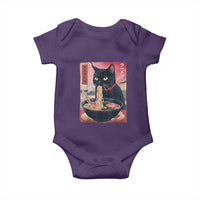Sarcastic Black Cat Eating Ramen Baby Onesie Funny Japanese Kawaii Cats Anime Graphic - Wonder Print Shop