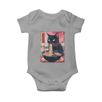 Sarcastic Black Cat Eating Ramen Baby Onesie Funny Japanese Kawaii Cats Anime Graphic - Wonder Print Shop
