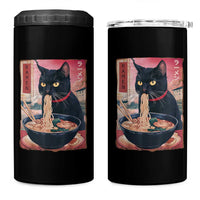 Sarcastic Black Cat Eating Ramen 4 in 1 Can Cooler Tumbler Funny Japanese Kawaii Cats Anime Graphic - Wonder Print Shop