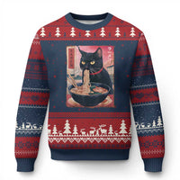 Sarcastic Black Cat Eating Ramen Ugly Christmas Sweater Funny Japanese Kawaii Cats Anime Graphic - Wonder Print Shop