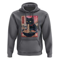 Sarcastic Black Cat Eating Ramen Hoodie Funny Japanese Kawaii Cats Anime Graphic - Wonder Print Shop