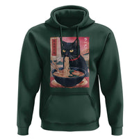 Sarcastic Black Cat Eating Ramen Hoodie Funny Japanese Kawaii Cats Anime Graphic - Wonder Print Shop