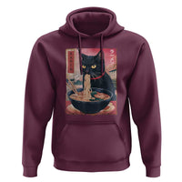 Sarcastic Black Cat Eating Ramen Hoodie Funny Japanese Kawaii Cats Anime Graphic - Wonder Print Shop