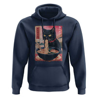 Sarcastic Black Cat Eating Ramen Hoodie Funny Japanese Kawaii Cats Anime Graphic - Wonder Print Shop