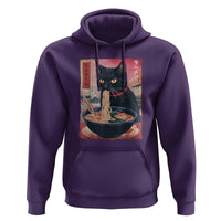 Sarcastic Black Cat Eating Ramen Hoodie Funny Japanese Kawaii Cats Anime Graphic - Wonder Print Shop