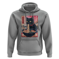 Sarcastic Black Cat Eating Ramen Hoodie Funny Japanese Kawaii Cats Anime Graphic - Wonder Print Shop