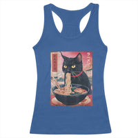 Sarcastic Black Cat Eating Ramen Racerback Tank Top Funny Japanese Kawaii Cats Anime Graphic - Wonder Print Shop