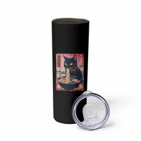 Sarcastic Black Cat Eating Ramen Skinny Tumbler Funny Japanese Kawaii Cats Anime Graphic - Wonder Print Shop