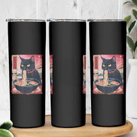 Sarcastic Black Cat Eating Ramen Skinny Tumbler Funny Japanese Kawaii Cats Anime Graphic - Wonder Print Shop