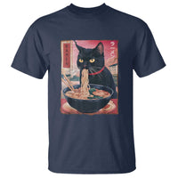 Sarcastic Black Cat Eating Ramen T Shirt Funny Japanese Kawaii Cats Anime Graphic - Wonder Print Shop