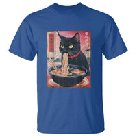 Sarcastic Black Cat Eating Ramen T Shirt Funny Japanese Kawaii Cats Anime Graphic - Wonder Print Shop