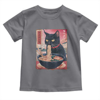 Sarcastic Black Cat Eating Ramen Toddler T Shirt Funny Japanese Kawaii Cats Anime Graphic - Wonder Print Shop