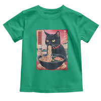 Sarcastic Black Cat Eating Ramen Toddler T Shirt Funny Japanese Kawaii Cats Anime Graphic - Wonder Print Shop
