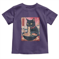 Sarcastic Black Cat Eating Ramen Toddler T Shirt Funny Japanese Kawaii Cats Anime Graphic - Wonder Print Shop