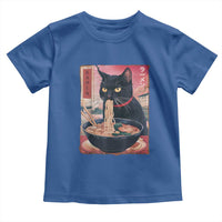 Sarcastic Black Cat Eating Ramen Toddler T Shirt Funny Japanese Kawaii Cats Anime Graphic - Wonder Print Shop