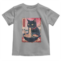 Sarcastic Black Cat Eating Ramen Toddler T Shirt Funny Japanese Kawaii Cats Anime Graphic - Wonder Print Shop